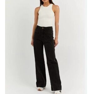 Dissh | Peri patch pocket wide leg jean in washed black